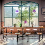 Industrial pipe metal table and chair set