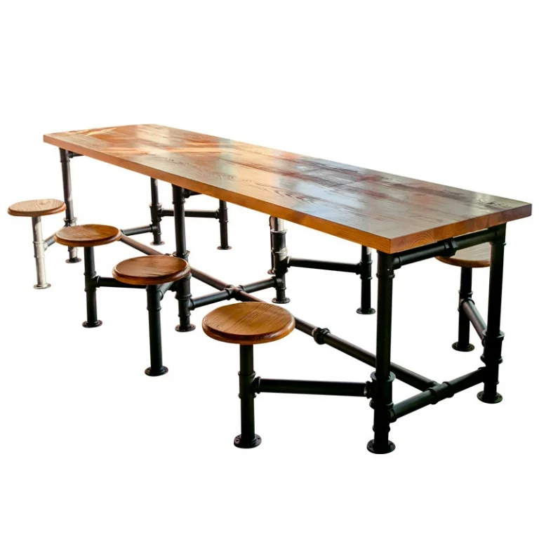 Industrial pipe metal table and chair set